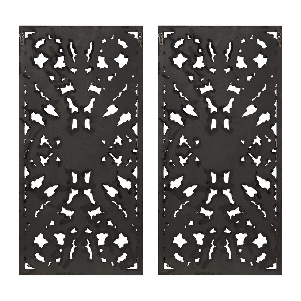 Distressed Carved Wood 2-piece Wall Decor Set. Picture 1