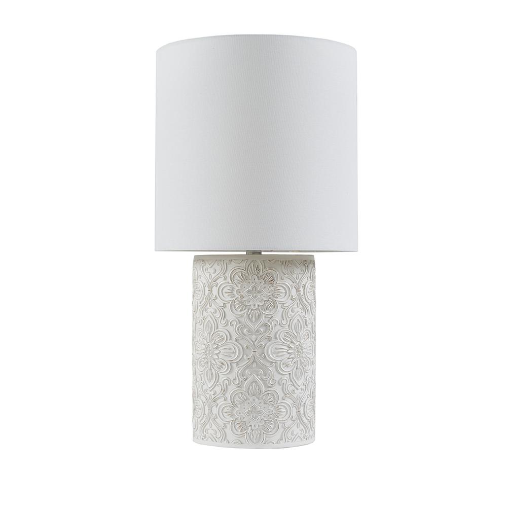 Embossed Floral Resin Table Lamp. Picture 1