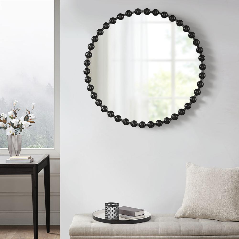Beaded Round Wall Mirror 36"D. Picture 3
