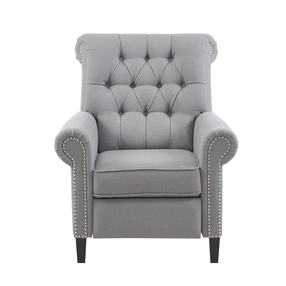Button-Tufted Grey Push Back Recliner, Belen Kox. Picture 2