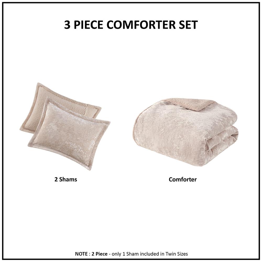Crushed Velvet Sherpa Reversible Comforter Set. Picture 5