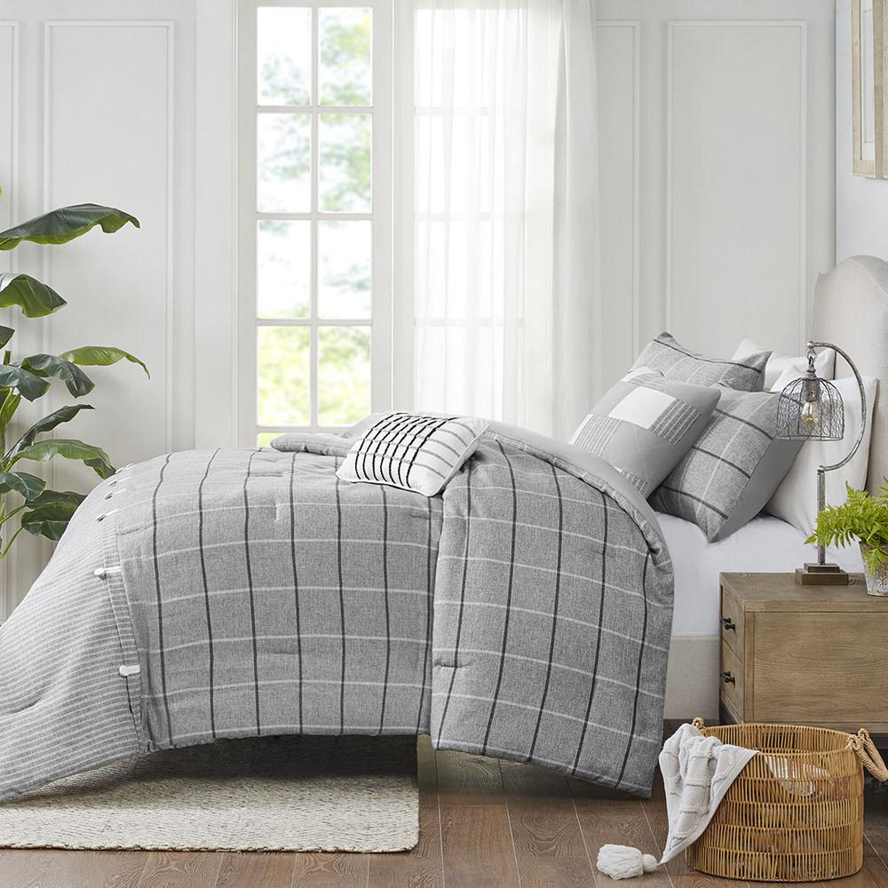 5 Piece Faux Linen Jacquard Comforter Set. Picture 2
