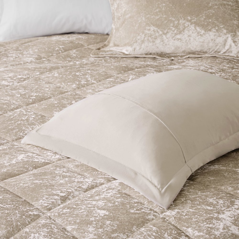 Felicia Velvet Comforter Set with Throw Pillow in Champagne Color. Picture 4