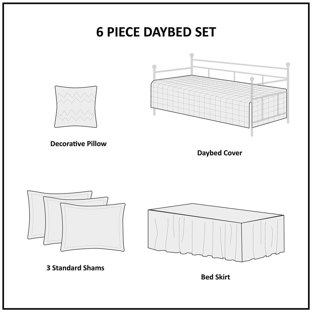 6 Piece Reversible Scalloped Edge Daybed Cover Set. Picture 2