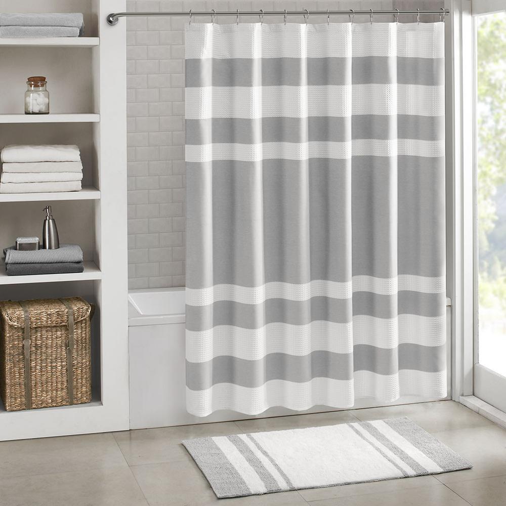 100% Polyester Shower Curtain by the Belen Kox Grey. Picture 2