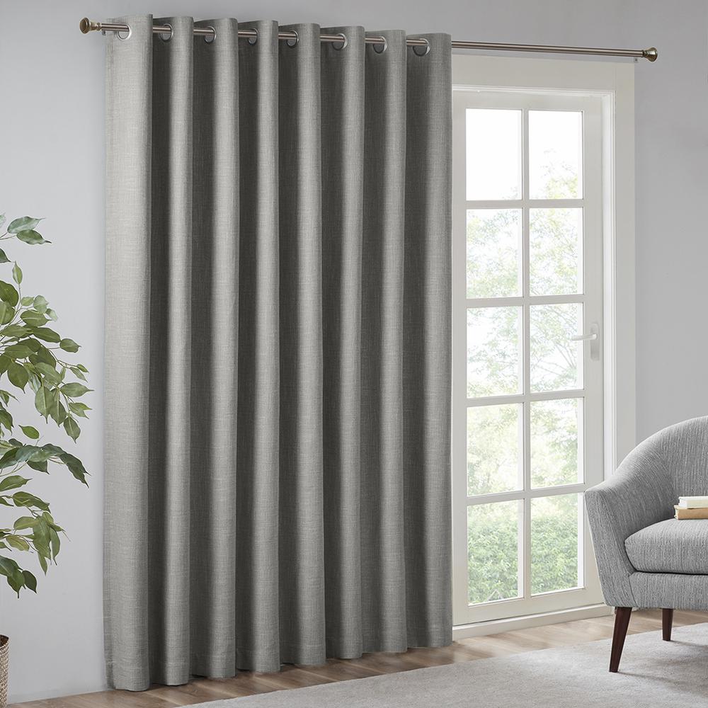 100% Polyester Printed Heathered Window Panel Grey. Picture 3