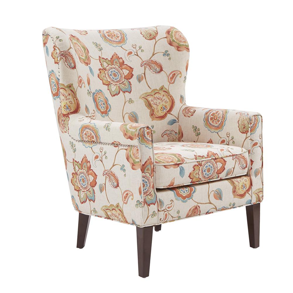 Transitional Accent Chair with High Back and Track Arms, Belen Kox. Picture 1