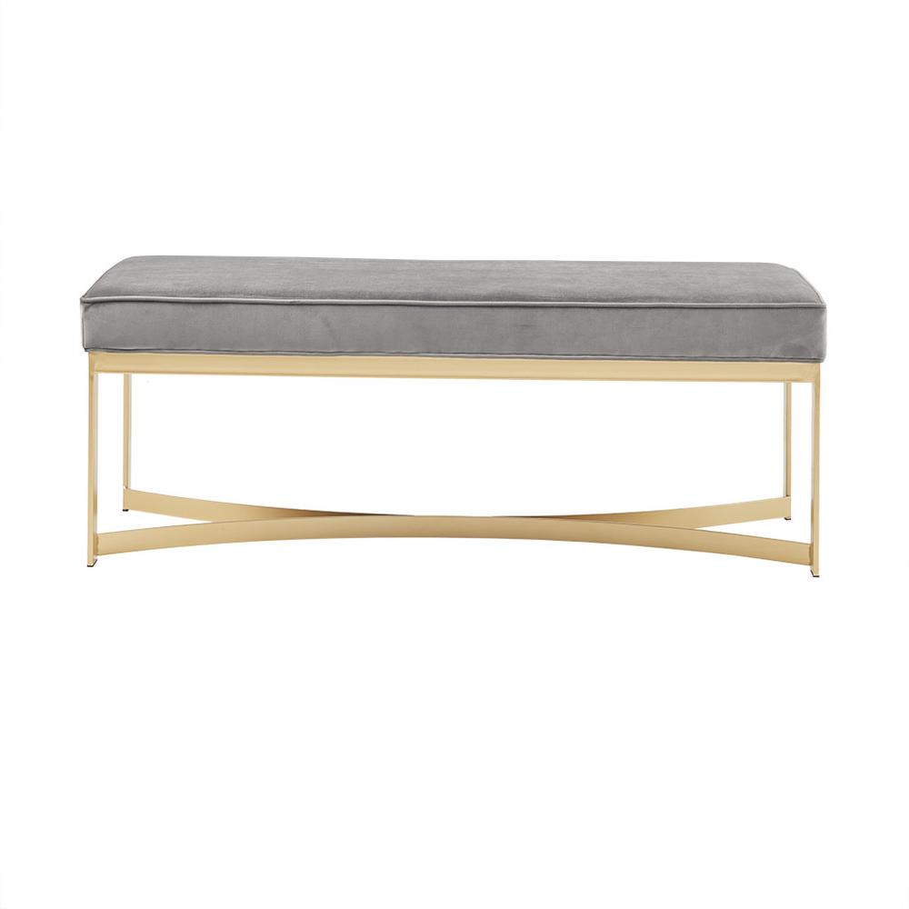 Upholstered Accent Bench with Metal Base. Picture 1