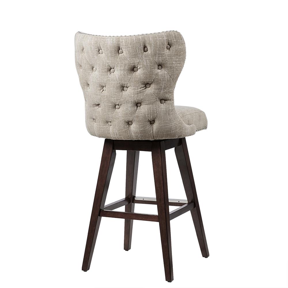 High Wingback Button Tufted Upholstered 30" Swivel Bar Stool. Picture 2