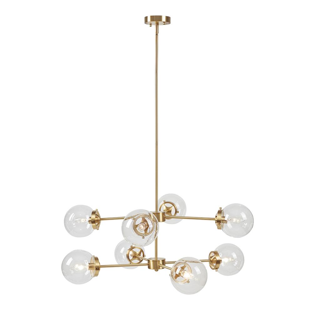 8-Light Metal Chandelier with Globe Bulbs. Picture 2