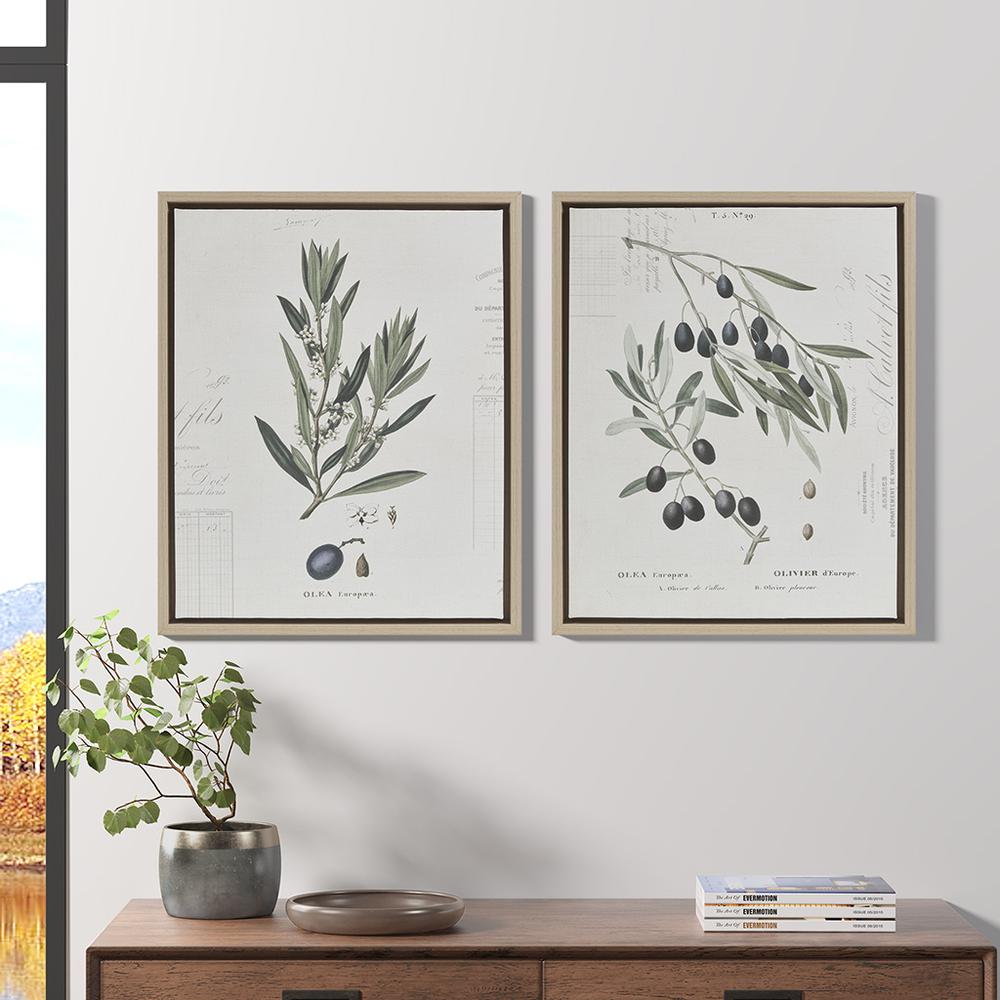 Botanical Illustration 2-piece Framed Canvas Wall Art Set. Picture 2