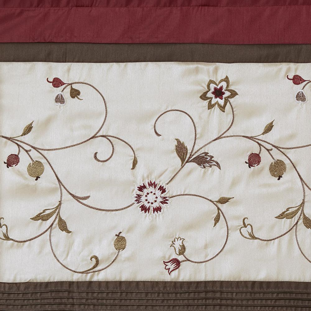 Embroidered Window Valance w/ Lining by Belen Kox Red. Picture 4