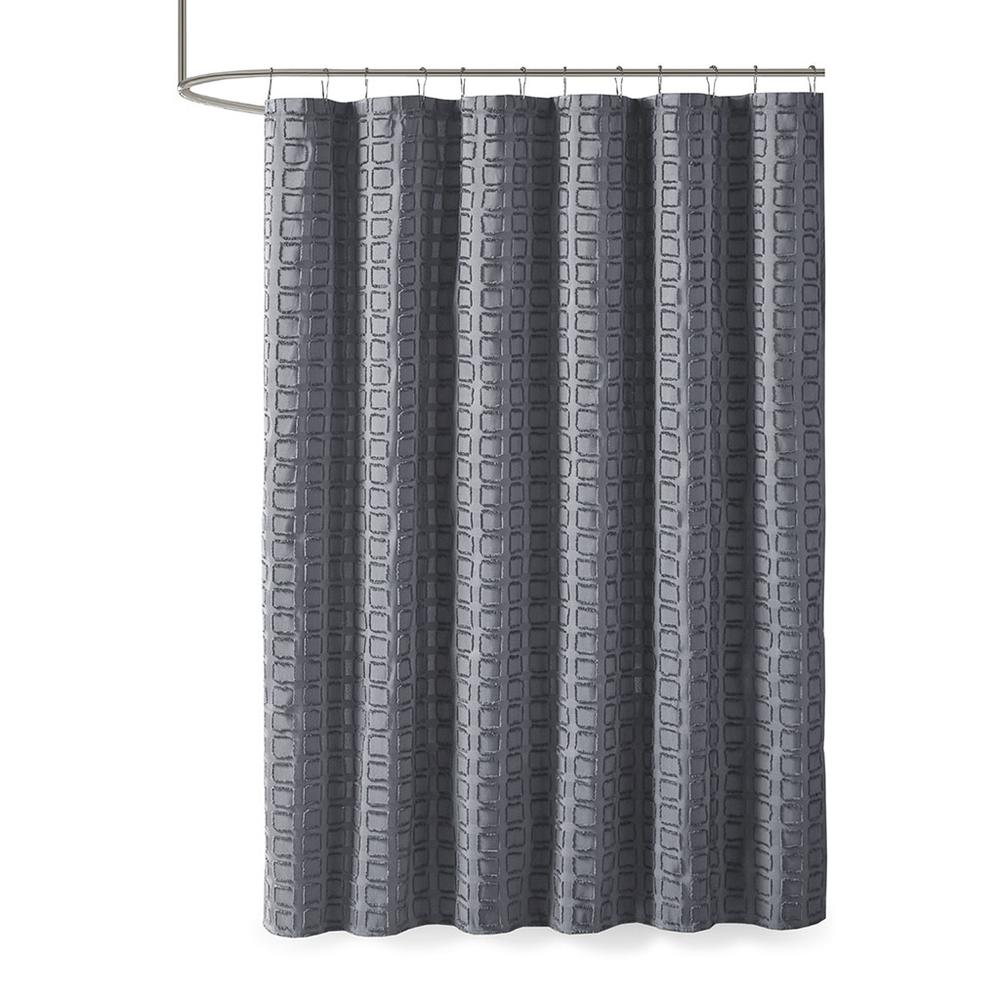 Woven Clipped Solid Shower Curtain Grey 615. Picture 2