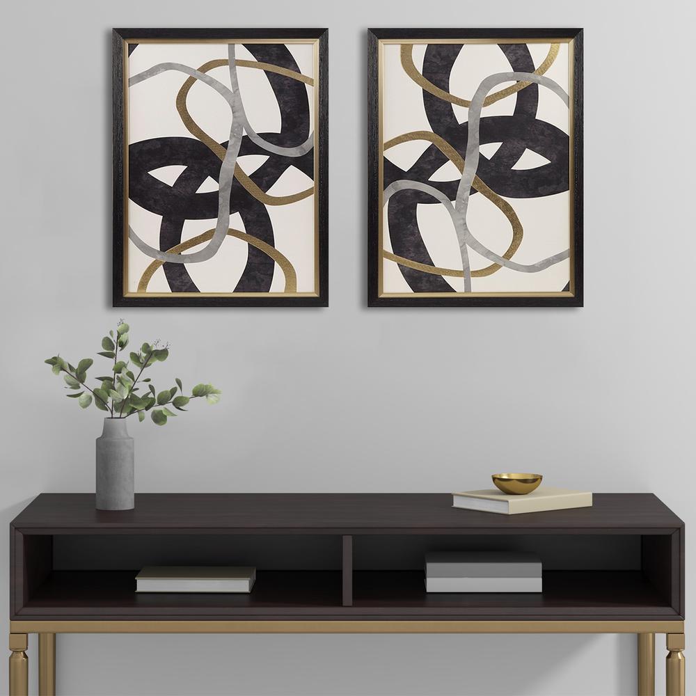 Gold Foil Abstract 2-piece Framed Canvas Wall Art Set. Picture 2