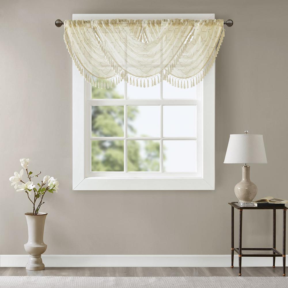 Diamond Sheer Embroidered Waterfall Valance. Picture 5