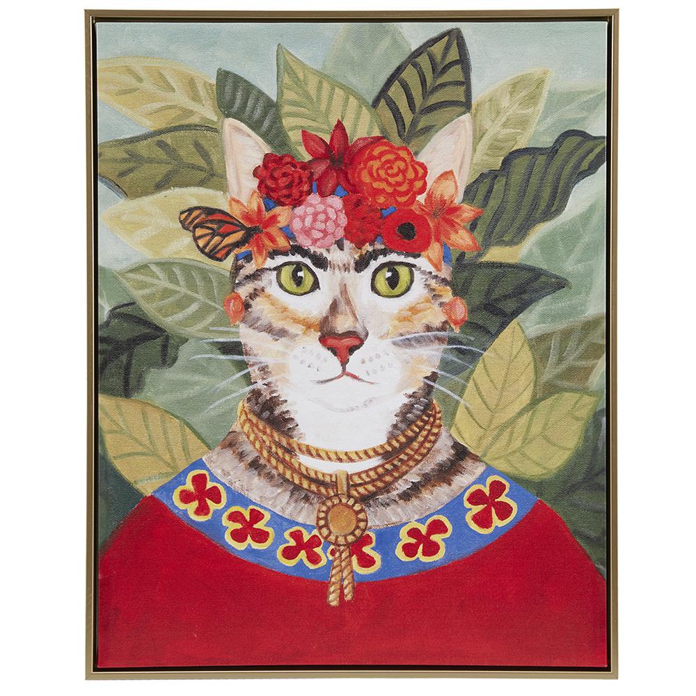 Bohemian Cat In Forest Framed Canvas Wall Art. Picture 4