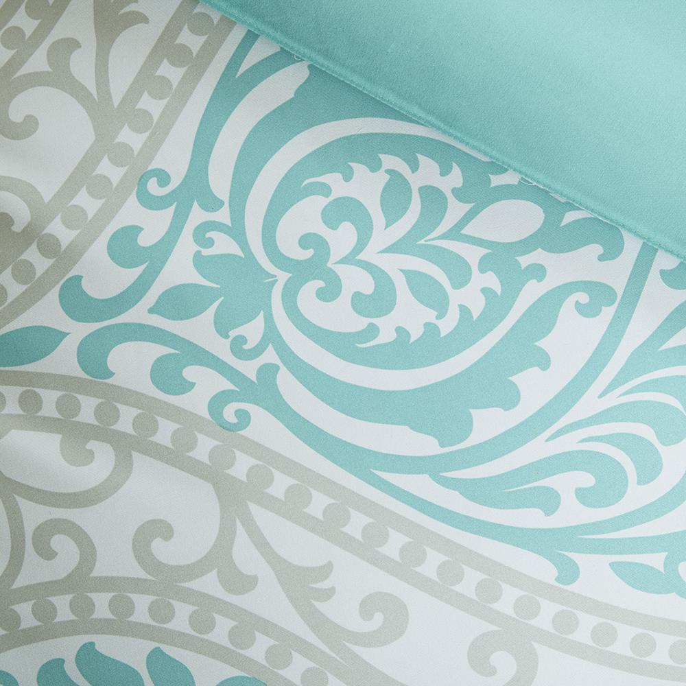 Senna Damask Print Comforter Set - Aqua, Belen Kox. Picture 2