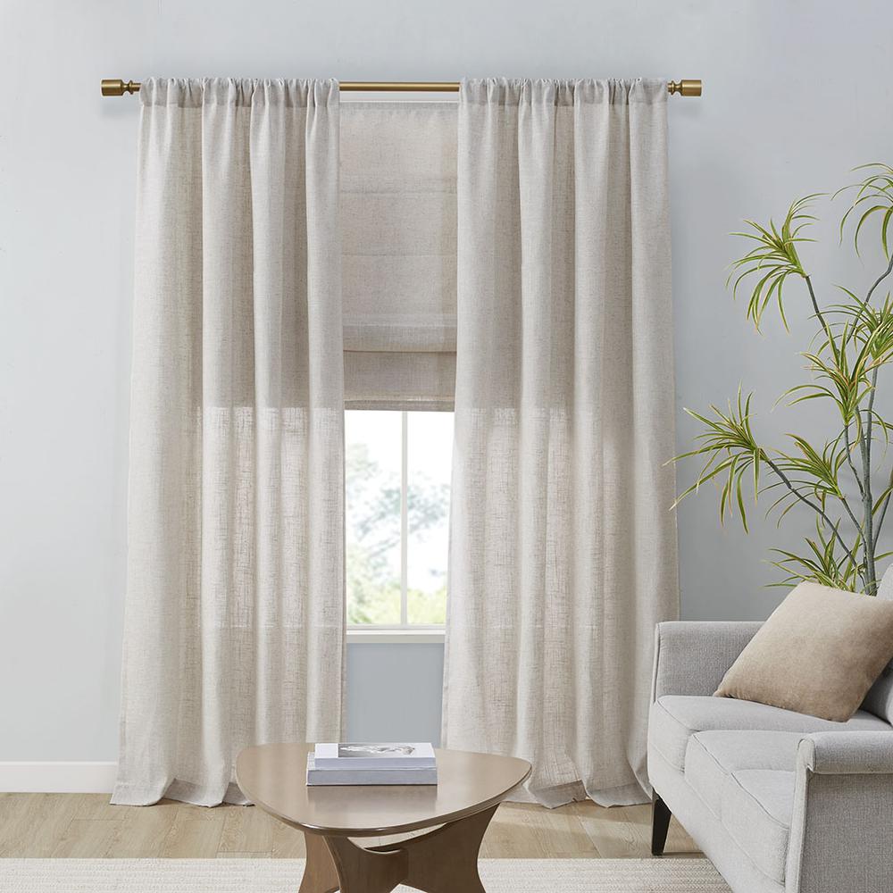 Linen Blend Light Filtering Curtain Panel Pair. Picture 3