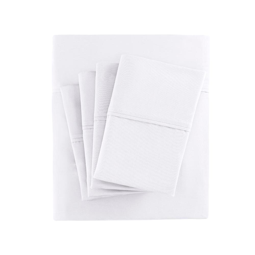 Luxe White Cotton Blend Sateen Sheet Set, Belen Kox. Picture 1