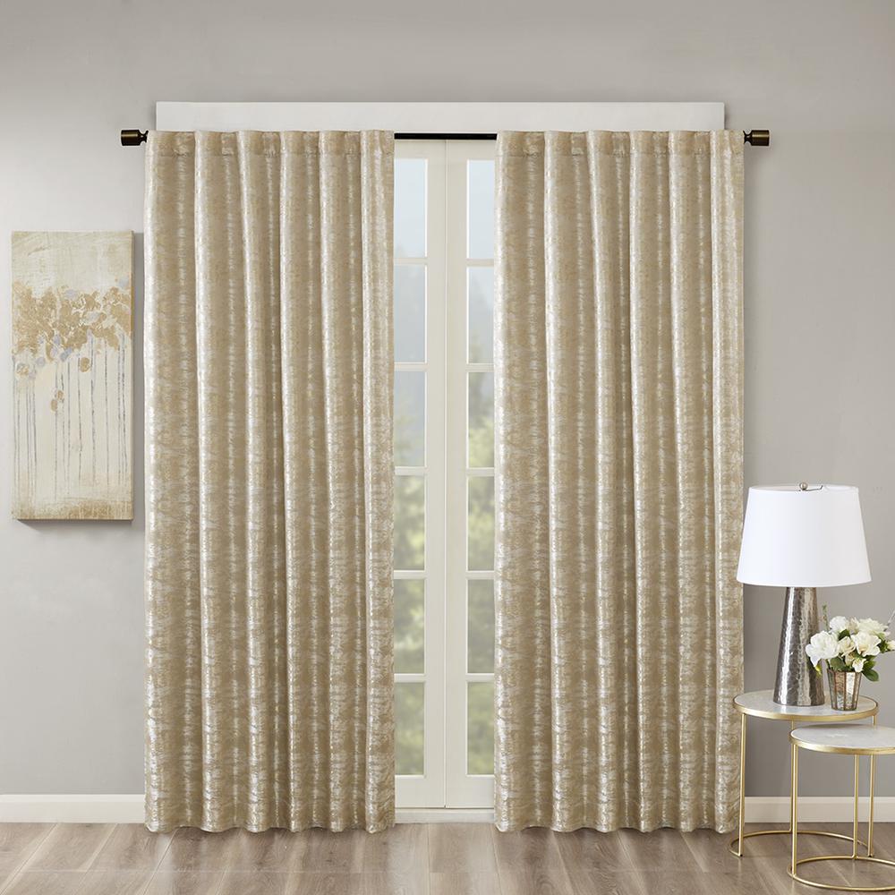 Jacquard Lined Total Blackout Rod Pocket/Back Tab Curtain Panel. Picture 2