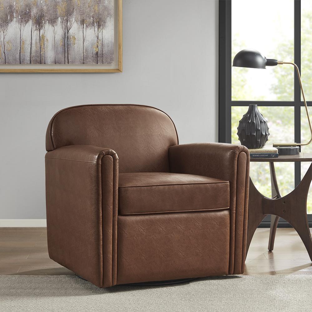 Faux Leather 360 Degree Swivel Arm Chair. Picture 4