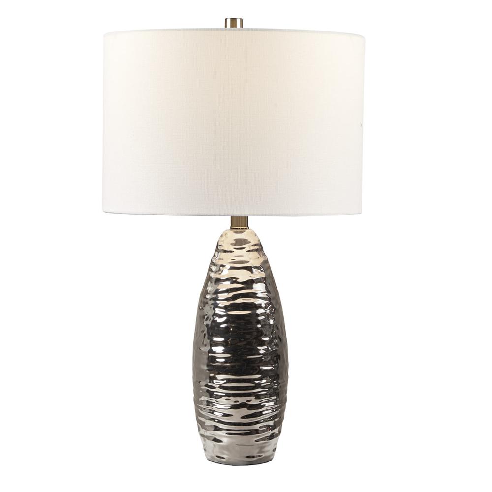 Oval Textured Ceramic Table Lamp. Picture 1