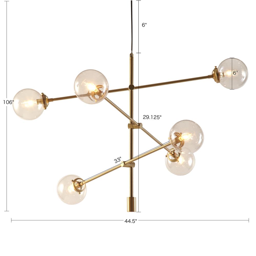 6-Globe Light Architectural Metal Chandelier. Picture 5
