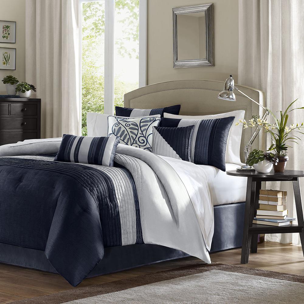 100% Polyester Polyoni Pieced Pleated 7-Piece Comforter Set, Belen Kox. Picture 1