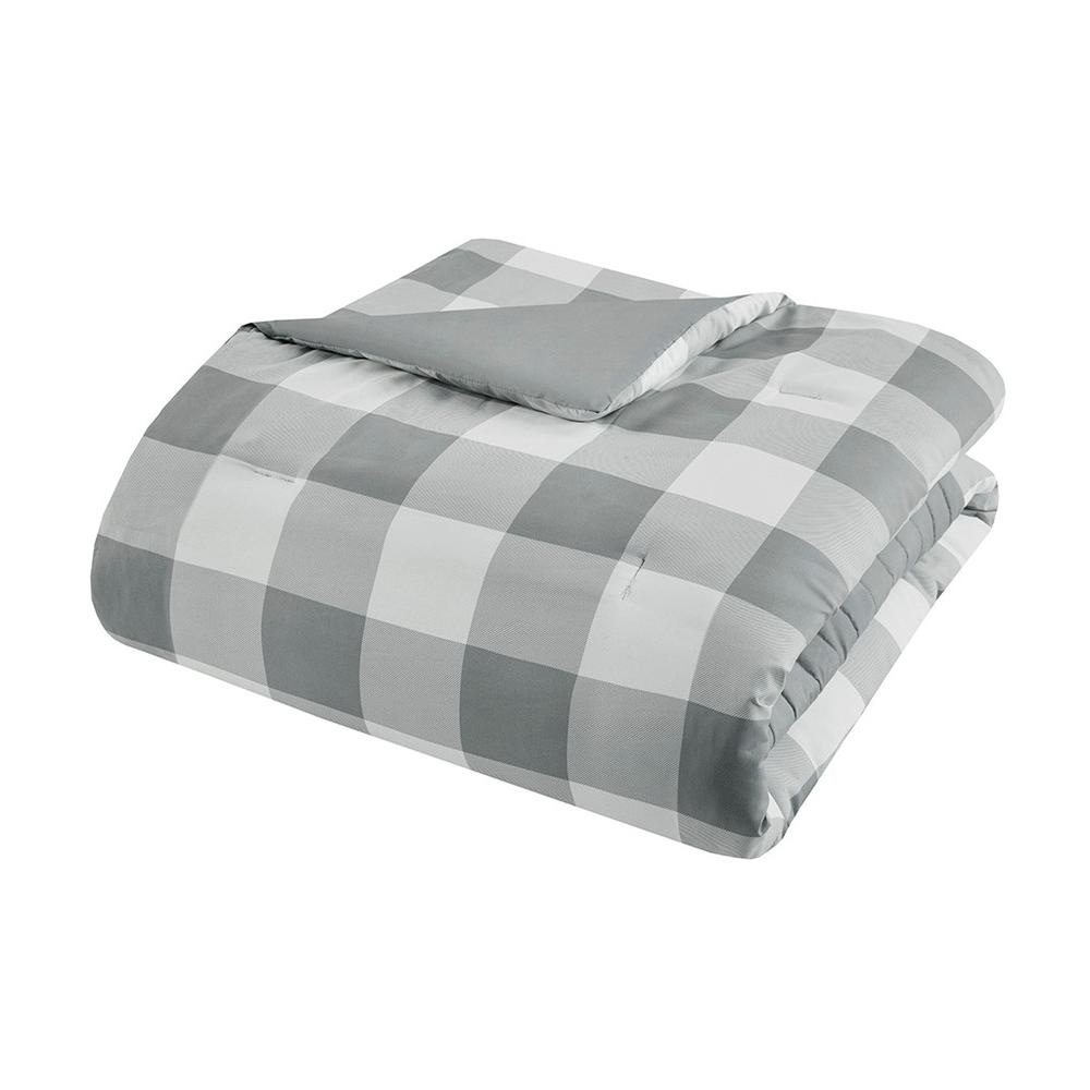 100% Polyester 8pcs Comforter Set Grey Cal King:104"Wx92"L/20"Wx36"L(2)/72"Wx84"L+15"D/12"Wx18"L/18"Wx18"L/26"Wx26"L(2). Picture 2