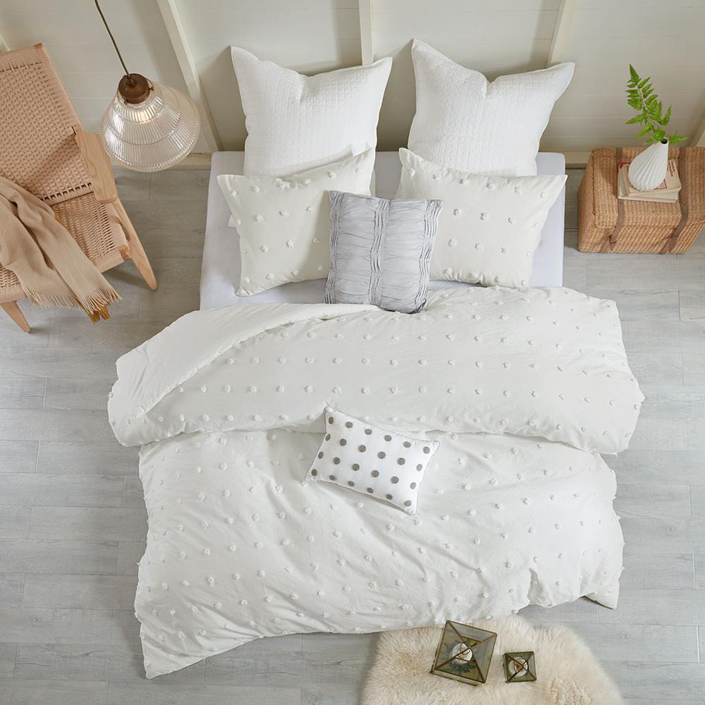 5 Piece Cotton Jacquard Comforter Set Ivory. Picture 2