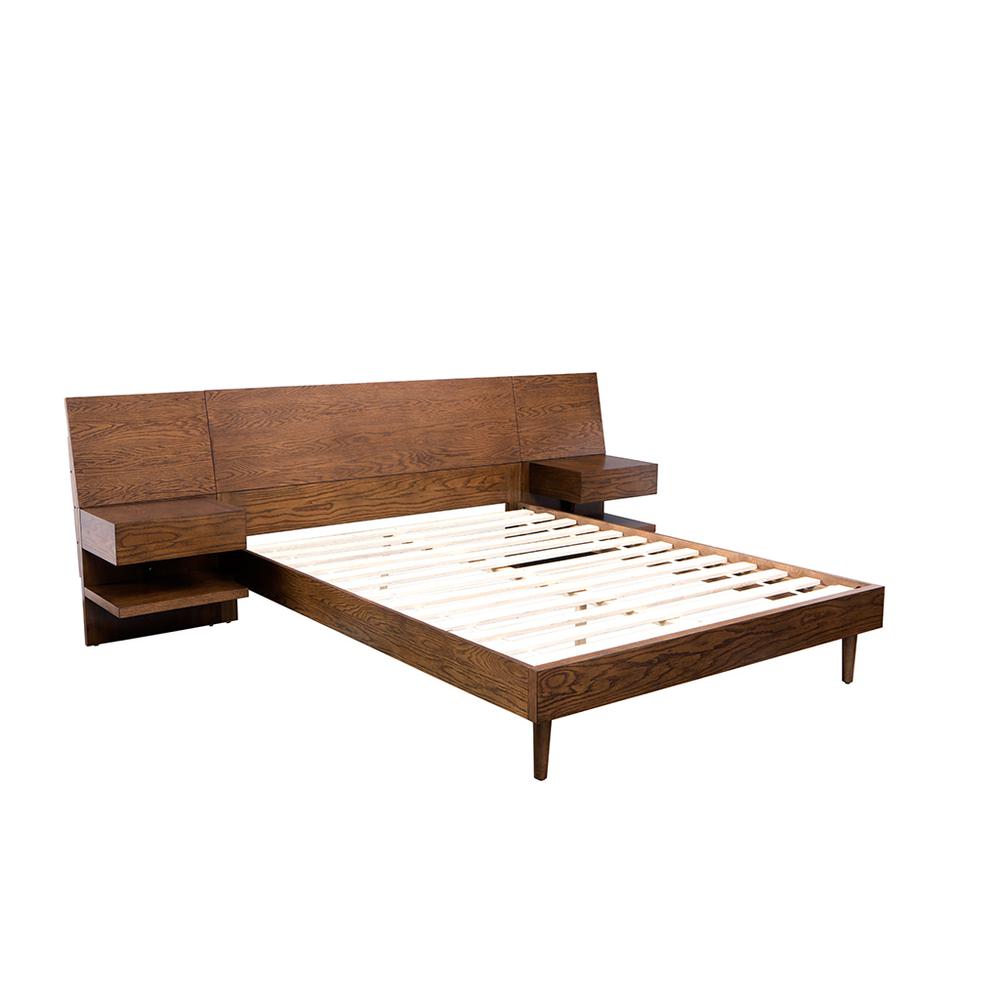 Pecan Bed with Attached Nightstands Set, Belen Kox. Picture 2