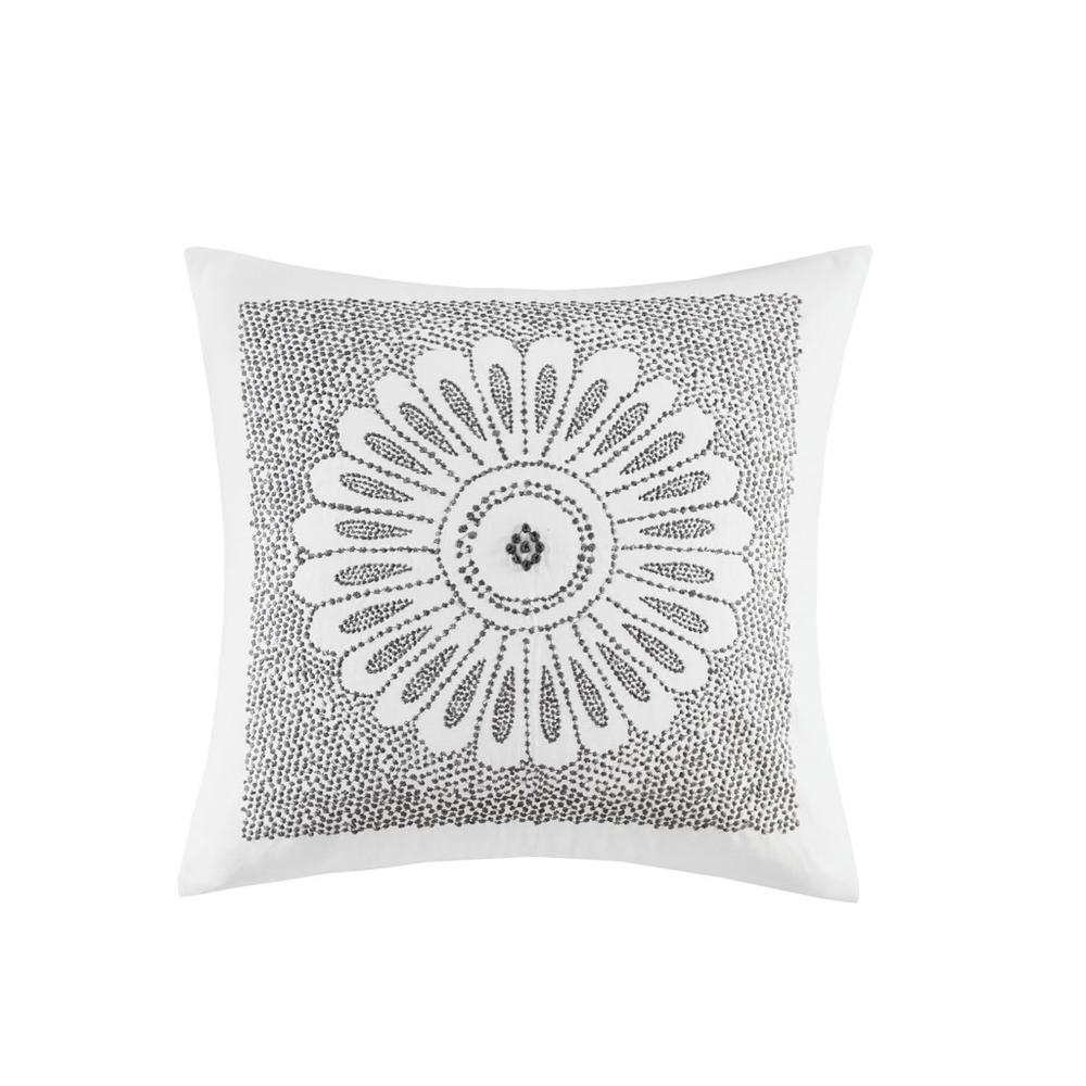 Cotton Embroidered Decorative Square Pillow. Picture 4