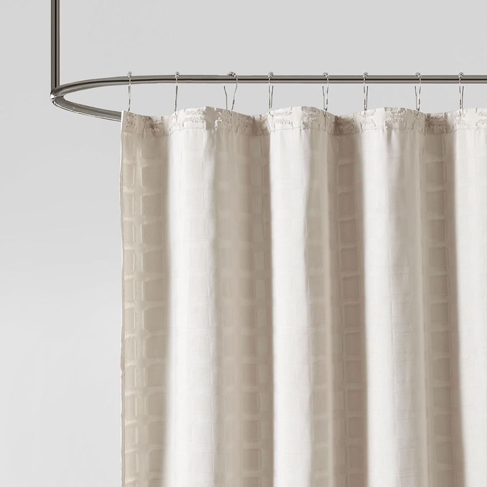Woven Clipped Solid Shower Curtain Sand 622. Picture 5