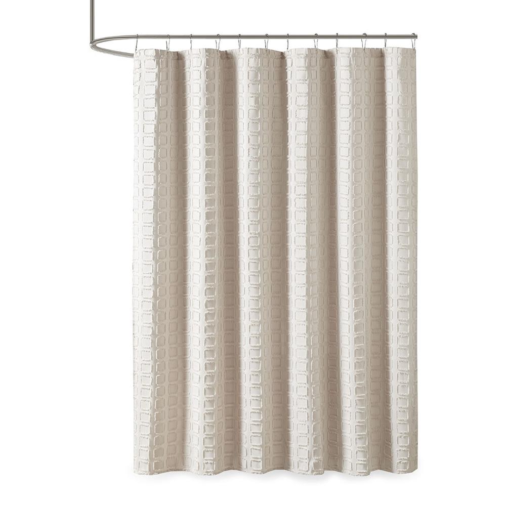 Woven Clipped Solid Shower Curtain Sand 622. Picture 2