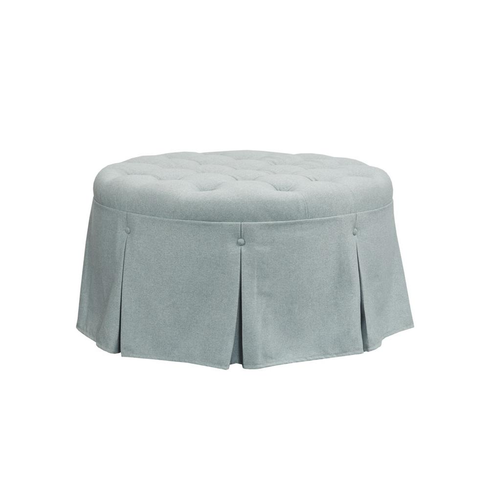 Skirted Tufted 32" Round Ottoman. Picture 1