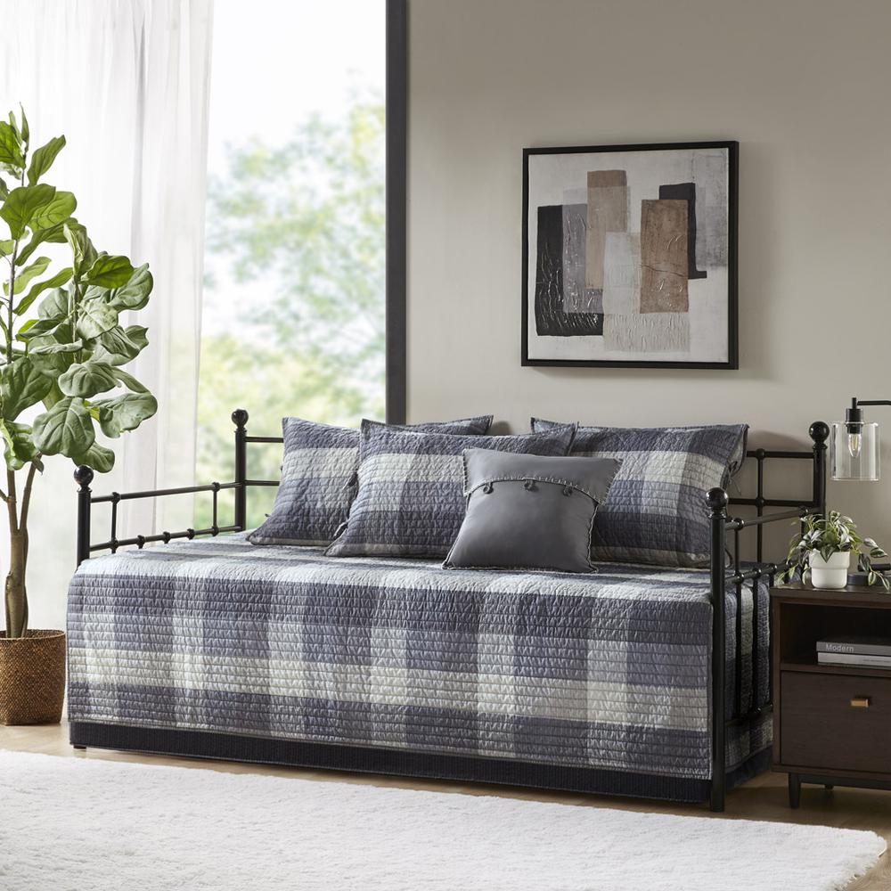 6 Piece Reversible Plaid Daybed Cover Set. Picture 4