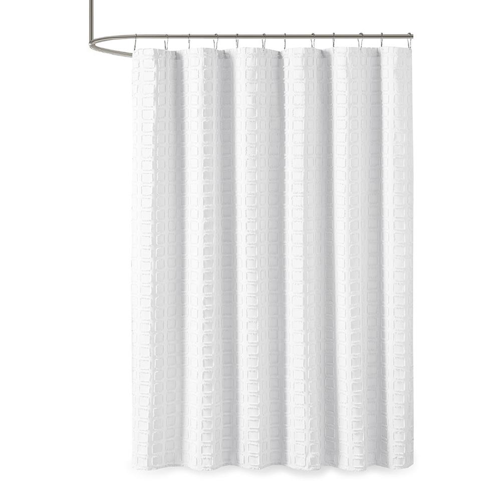 Woven Clipped Solid Shower Curtain. Picture 2