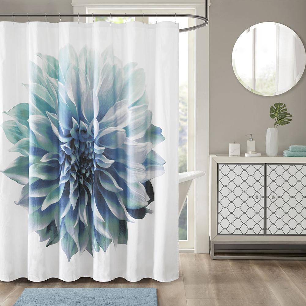 Printed Floral Cotton Shower Curtain. Picture 4