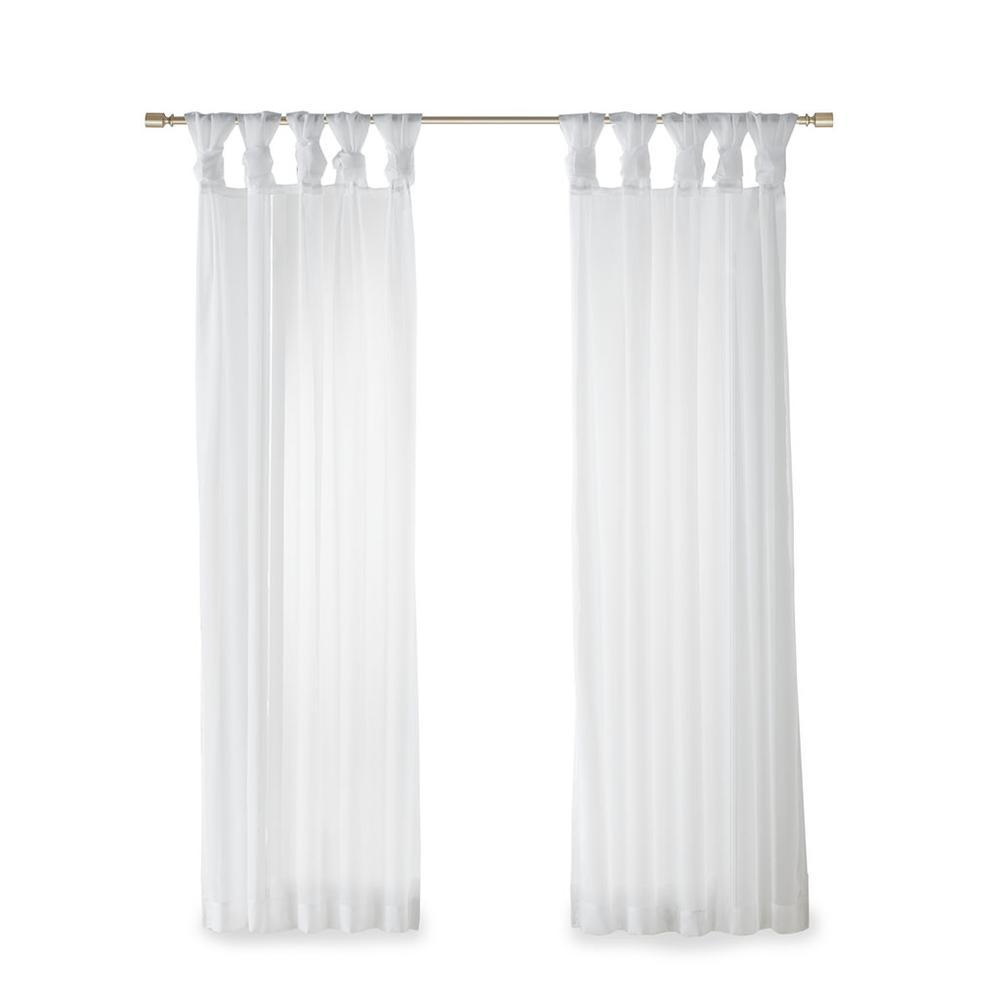 White Twisted Tab Voile Sheer Window Pair, Belen Kox. Picture 1