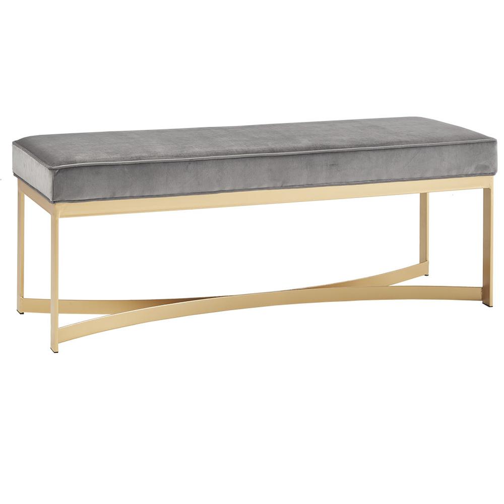 Upholstered Accent Bench with Metal Base. Picture 5