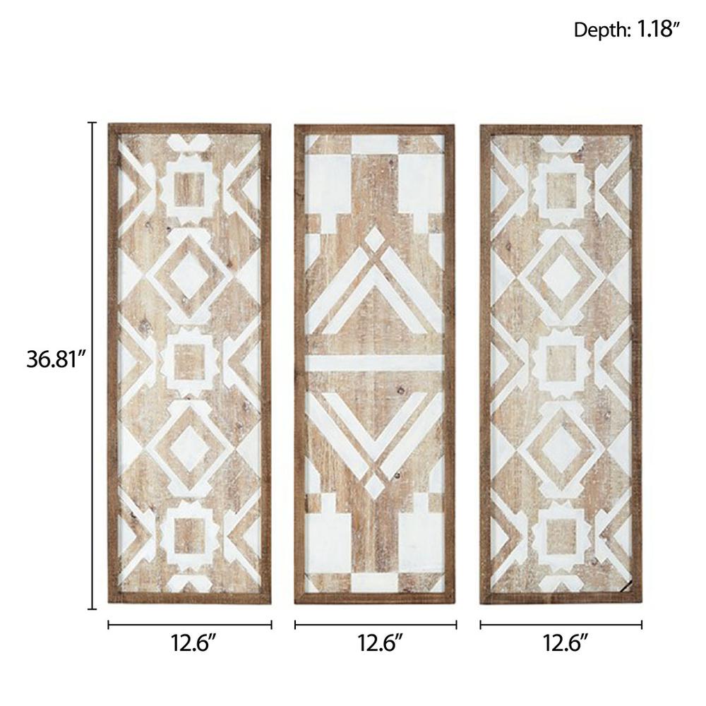 Two-tone Geometric 3-piece Wood Wall Decor Set. Picture 1