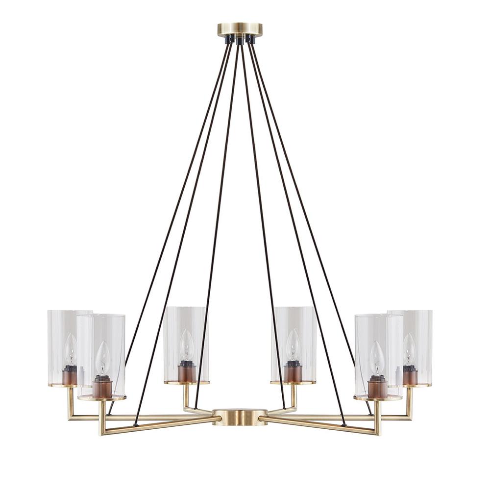 6-Light Chandelier with Cylinder Glass Shades. Picture 3