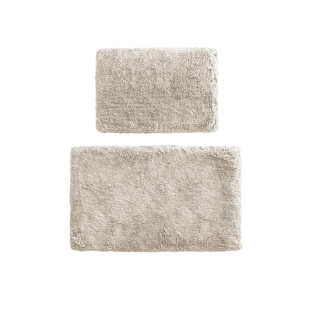 100% Cotton Solid Tufted Bath Rug Set, Natural. Picture 2