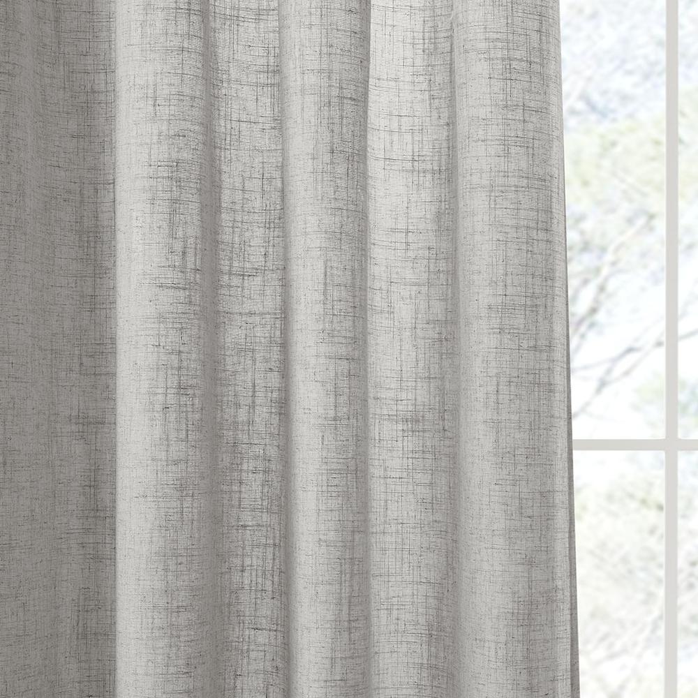 Linen Blend Light Filtering Curtain Panel Pair. Picture 1
