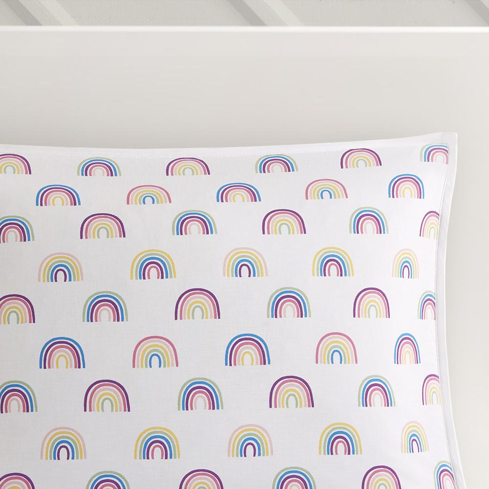 Cotton Cabana Stripe Reversible Quilt Set with Rainbow Reverse. Picture 3