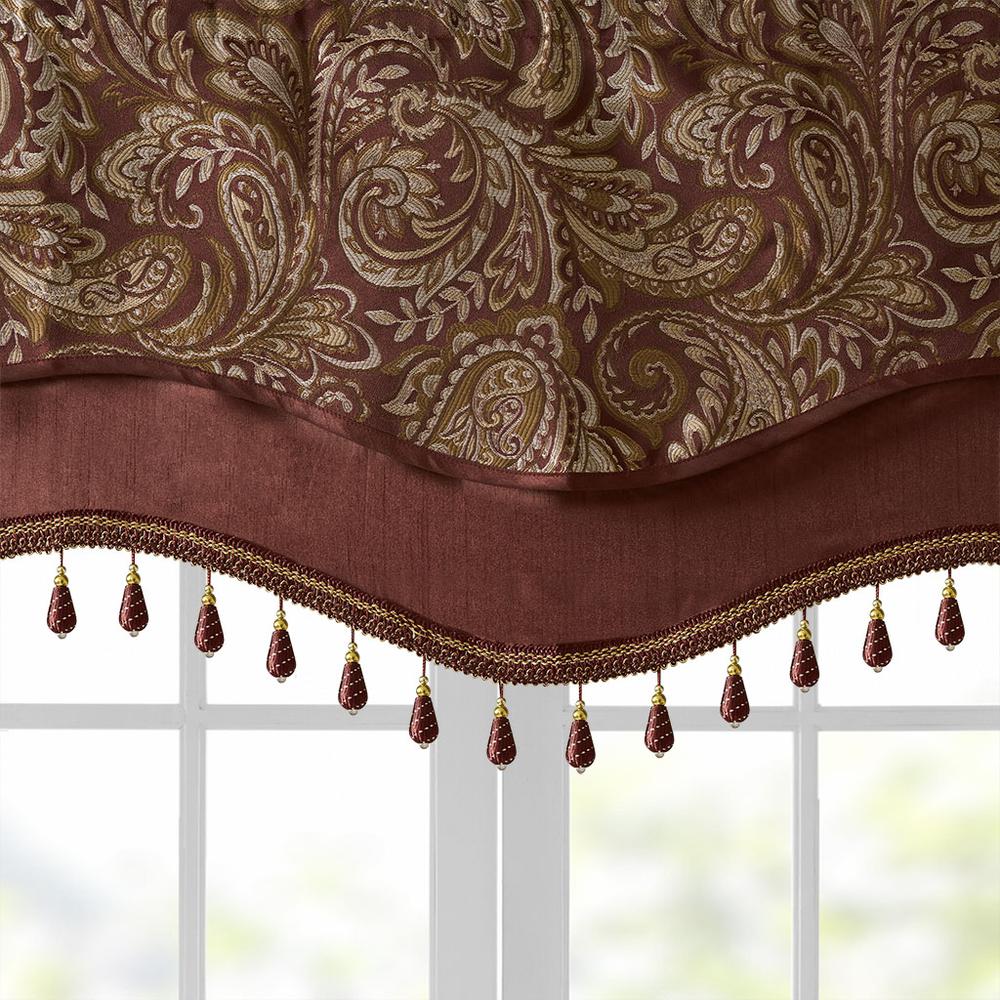 Jacquard Window Rod Pocket Valance With Beads. Picture 2