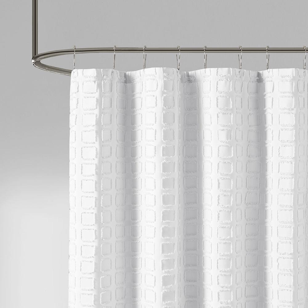 Woven Clipped Solid Shower Curtain. Picture 3