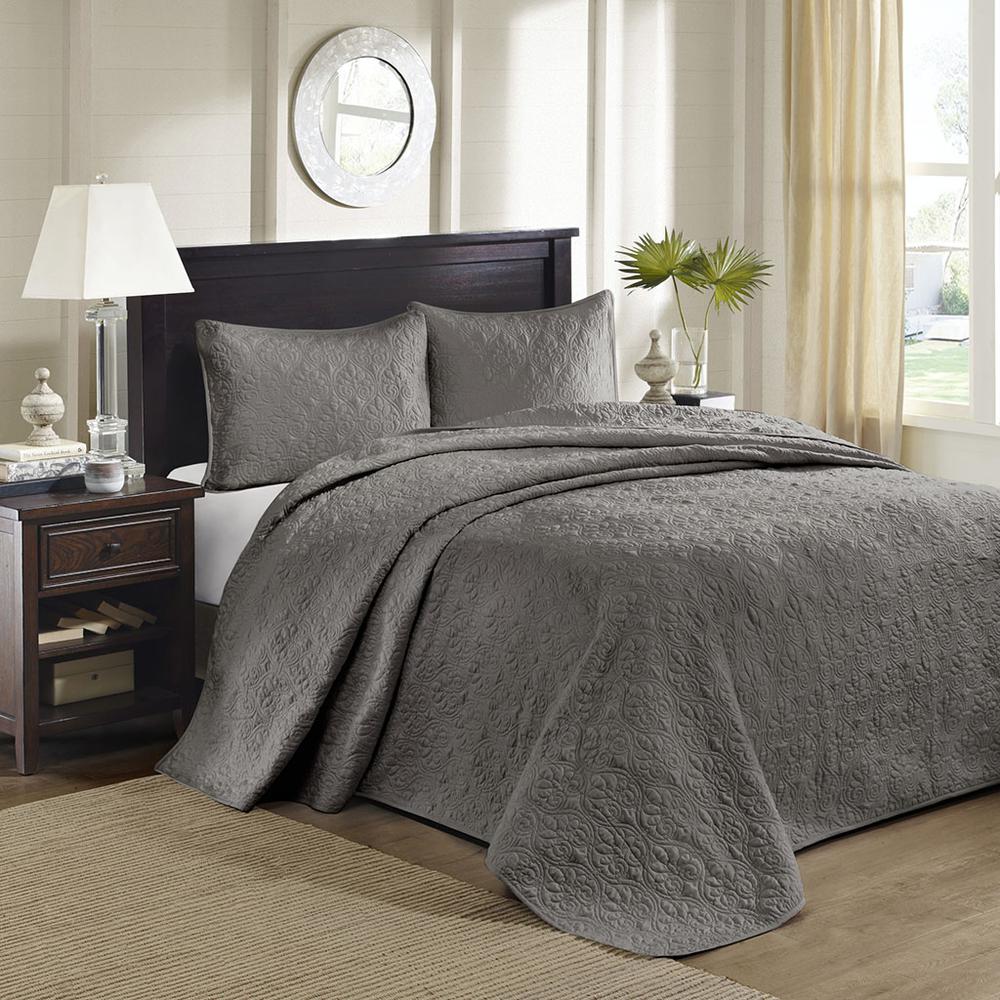100% Polyester Solid Reversible Bedspread Set 794. Picture 1