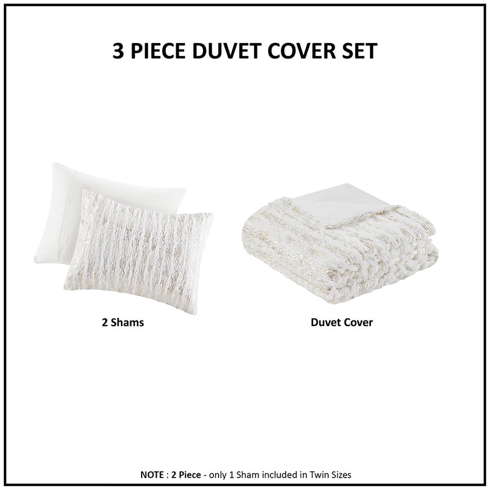 Metallic Print Faux Fur Duvet Cover Set. Picture 2