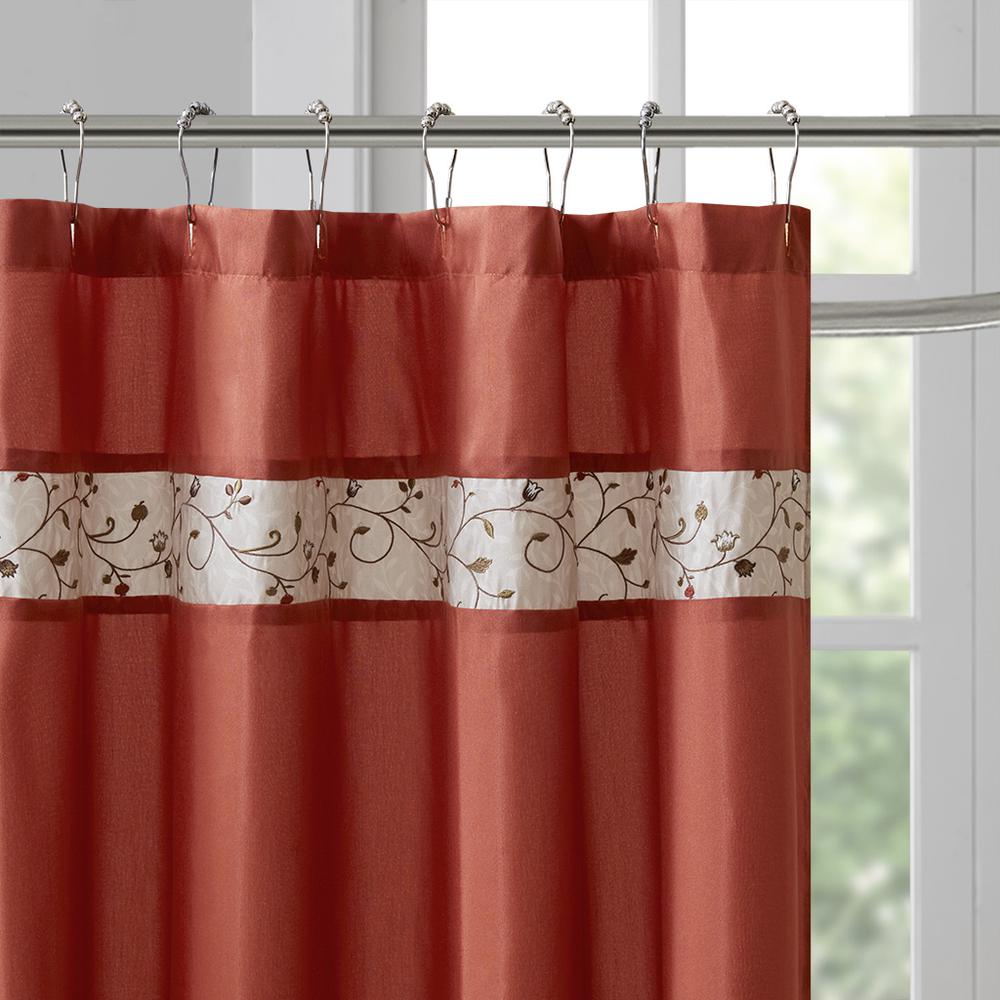 Faux Silk Lined Shower Curtain w/Embroidery,MP70-2646. Picture 1